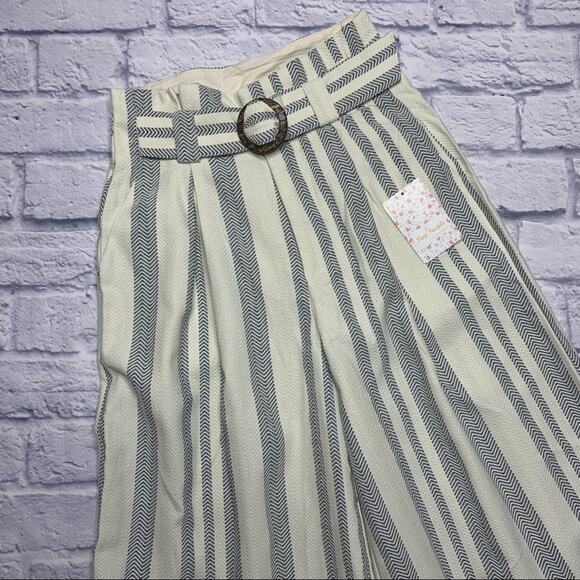 Free People High Tied Wide Leg Pants in Ivory Combo - Picture 3 of 9